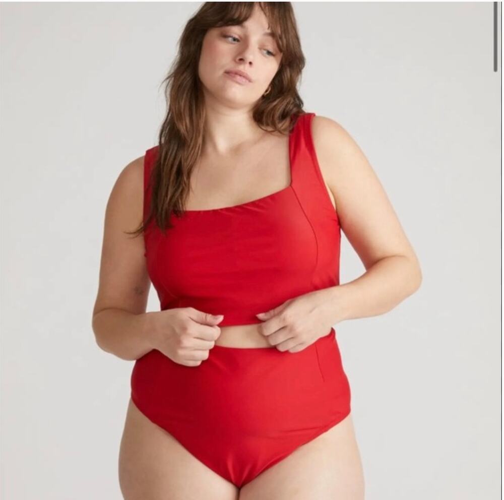 Universal Standard High Rise Swim Bottoms XL 26 28 2X 3X Red NWT Bikini Suit